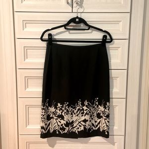 Black pencil skirt with white floral design